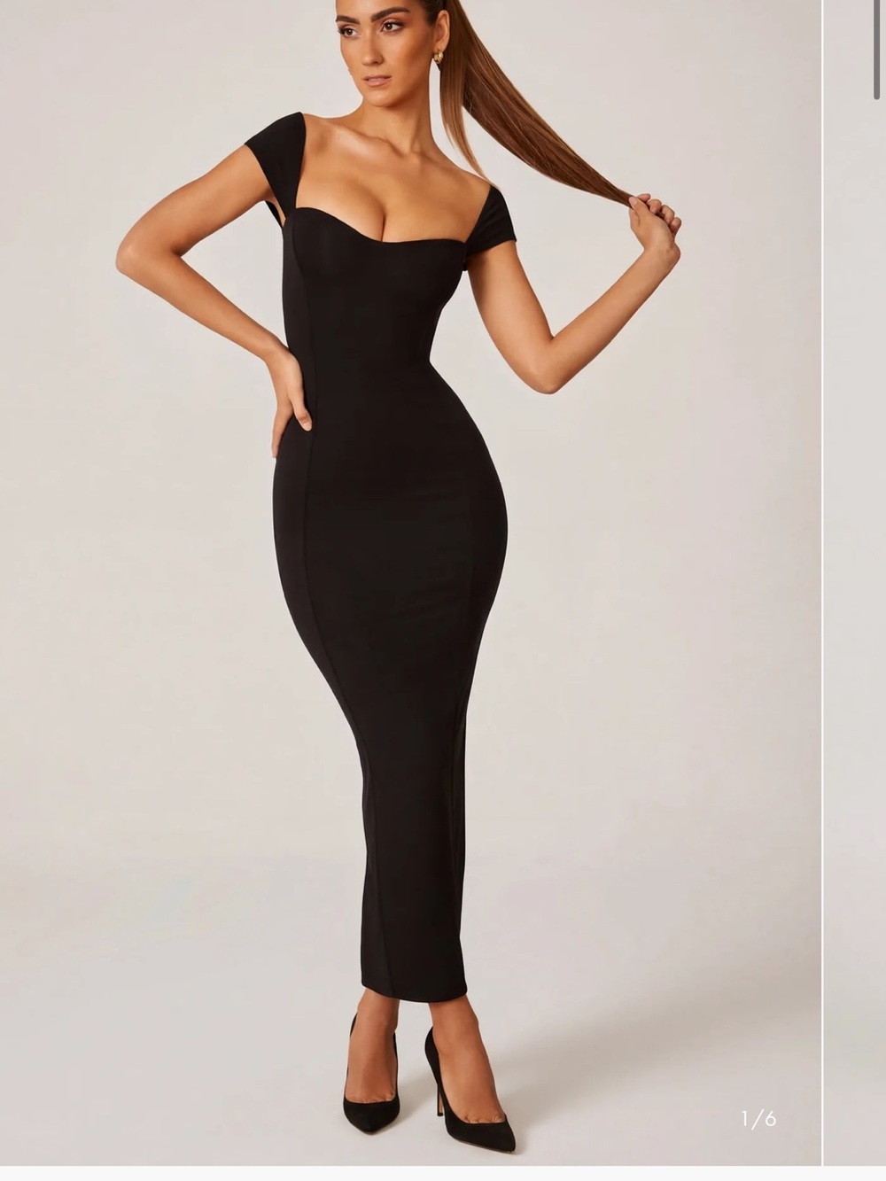 Oh Polly Black One-Shoulder Bodycon Maxi Dress